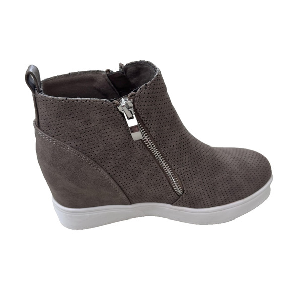 Journee Collection Shoes Womens Size 6 Taupe Penelope Wedge Booties Zip Casual - Picture 5 of 14